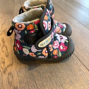 Jan & Jul Kids Floral Boots - Black and Pink